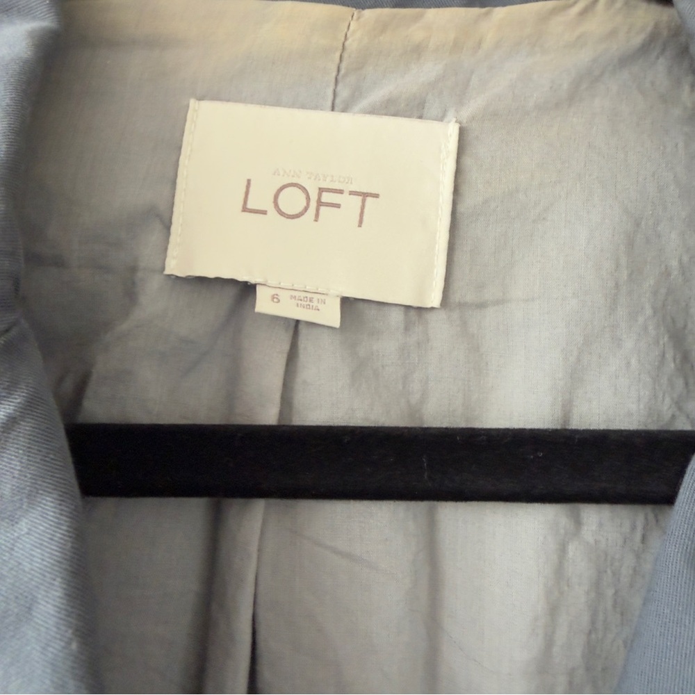 Loft Slate Gray Ruffle-Hem Two-Button Blazer - image 3
